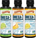 Barlean's Omega 3 Fish Oil Liquid Supplement 3-Flavor Variety Pack for Men and Women, EPA and DHA Fatty Acid, Includes Key Lime Pie, Lemon Crème and Mango Peach Flavors, 8 oz