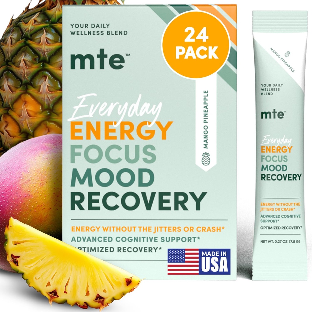 MTE Sağlıklı Enerji Toz Paketleri | Caffeine Free & Sugar Free Energy | Boosted Focus ve Verimlilik | 24 İçgörüleri | Paraxanthine Nootropic Supplement