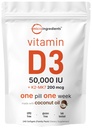 Micro Ingredients Vitamin D3 50,000 IU + K2 MK-7 200 mcg, 240 Softgels | Virgin Coconut Oil | 2-in-1 Support | Easy to Swallow, Non-GMO