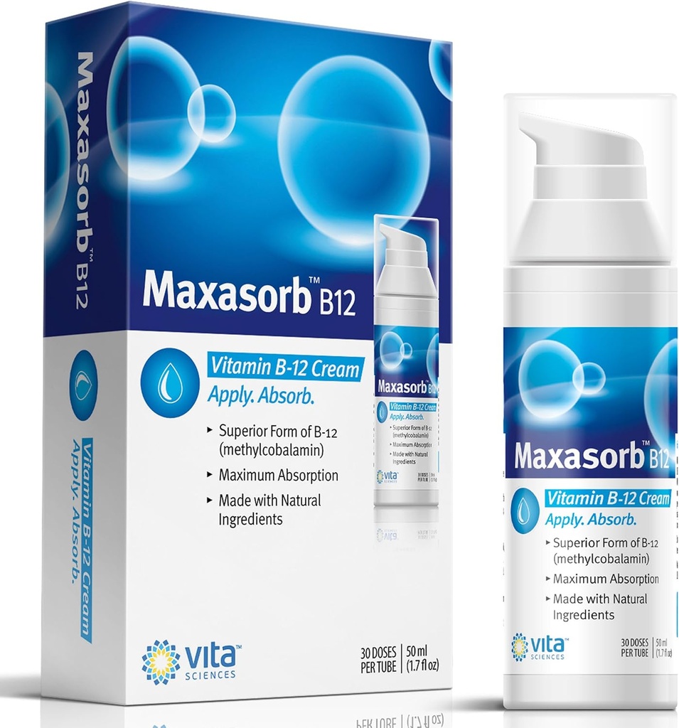 Vitamin B12 Cream Methyl B-12, Methylcobalamin B12 1000 mcg Energy, Health & Vibrant Skin, Powerful Topical B12 Skin Cream - Helps with Eczema & Psoriasis.Energy Like B12 Patch