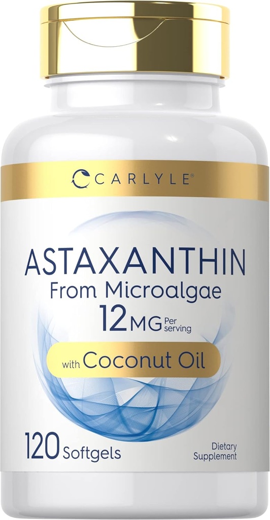 Carlyle Astaxanthin 12mg | 120 Softgels | Microalgae | Coconut Oil | Non-GMO & Gluten Free