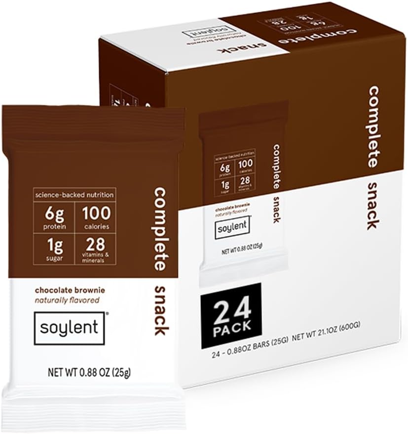 Soylent Snack Mini Protein Barlar - Chocolate Brownie, 1g şeker, protein Bars, Gluten Free, 6g of Vegan Energy - 24 sayı
