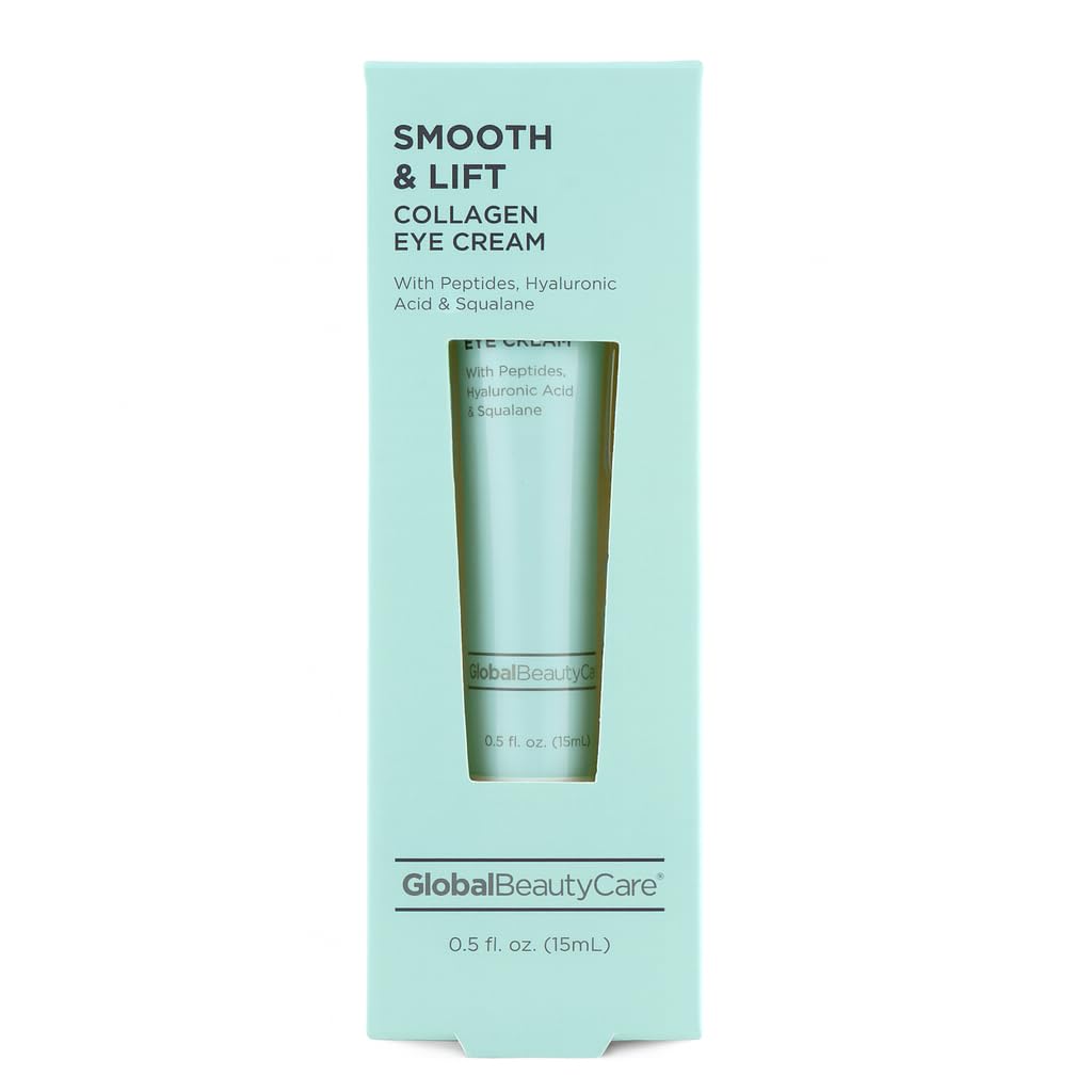 Global Beauty Care Smooth & Lift Collagen - Κρέμα ματιών με πεπτίδια, Υαλουρονικό οξύ & Σκουαλάνιο, 1-Pack (0.5 fl oz 15ml)