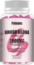 1 Pack 2000mg Ginkgo Biloba Gummies - Ginkgo Biloba Supplements for Brain Health Support, Improve Mood and Focus, Energy, Adult, Strawberry Flavor, 60 Count
