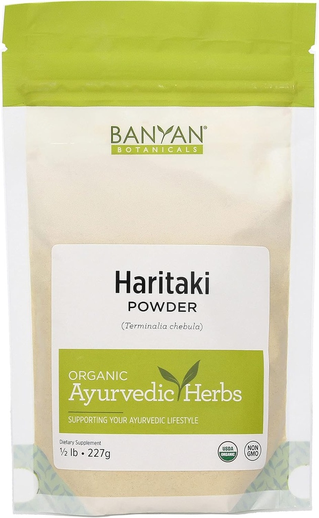 Banyan Botanicals Haritaki Powder - Certified Organic, 1/2 Pound – Terminalia chebula – for Detoxification & Rejuvenation* – Organic, Vegan, Non-GMO, Gluten Free, Certified Fair for Life Fair Trade
