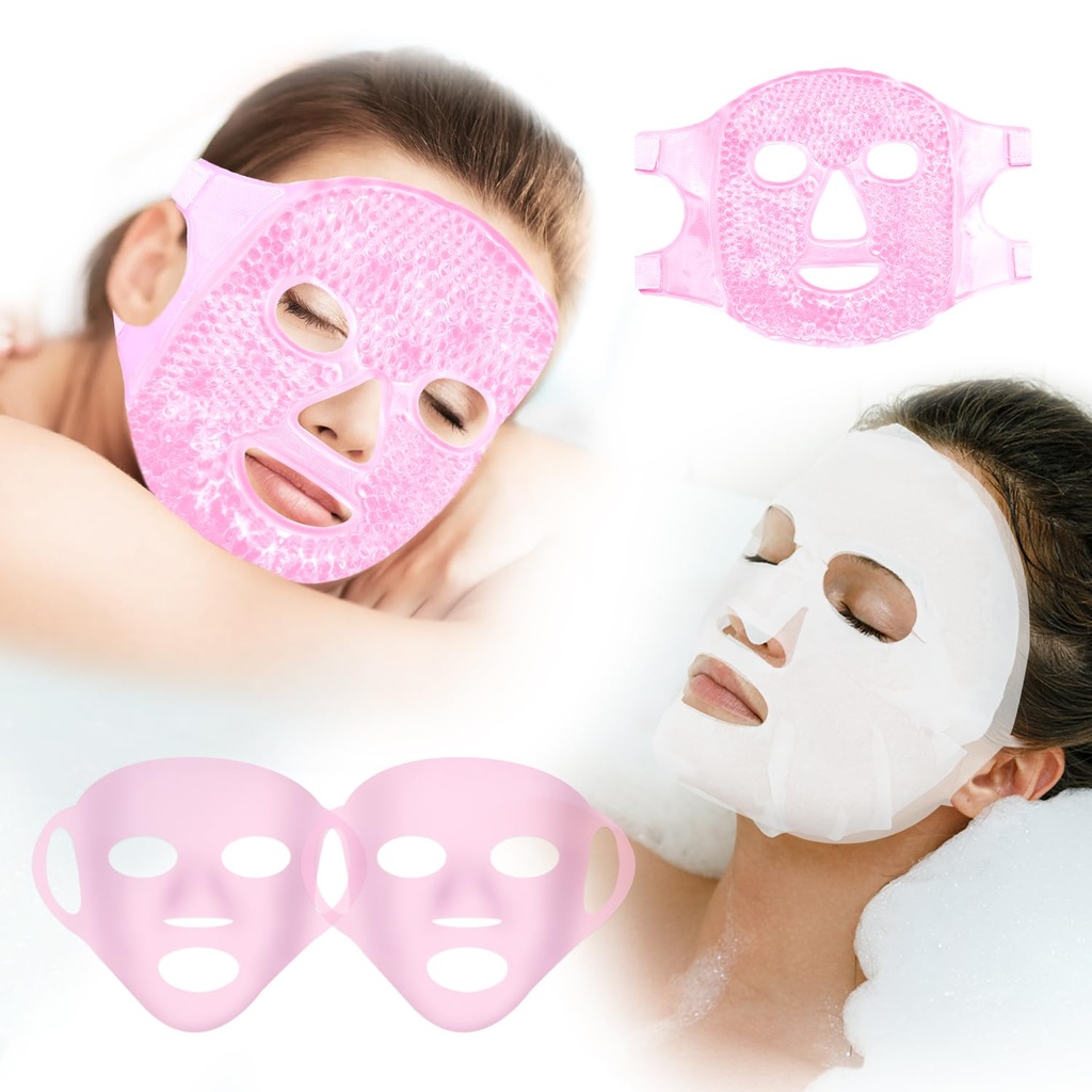 Reuseable Ice Face Mask Set - Ζεστή & Ψυχρή Θεραπεία για Ημικρανία, Πόνος Δοντιού Σοφίας, Ανακούφιση Ευφορίας με 2 Καλύμματα Σιλικόνης, Ψύξη Gel Pad για Οίδημα