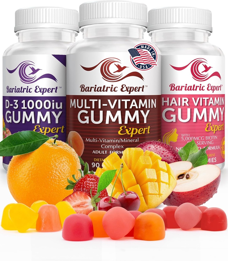 Bariatrik Multivitamin 3 Pack, Multivitamin Gummy 90 Chews. - D3 Gummies 90 Chew - Saç Vitamini 60 Chews.