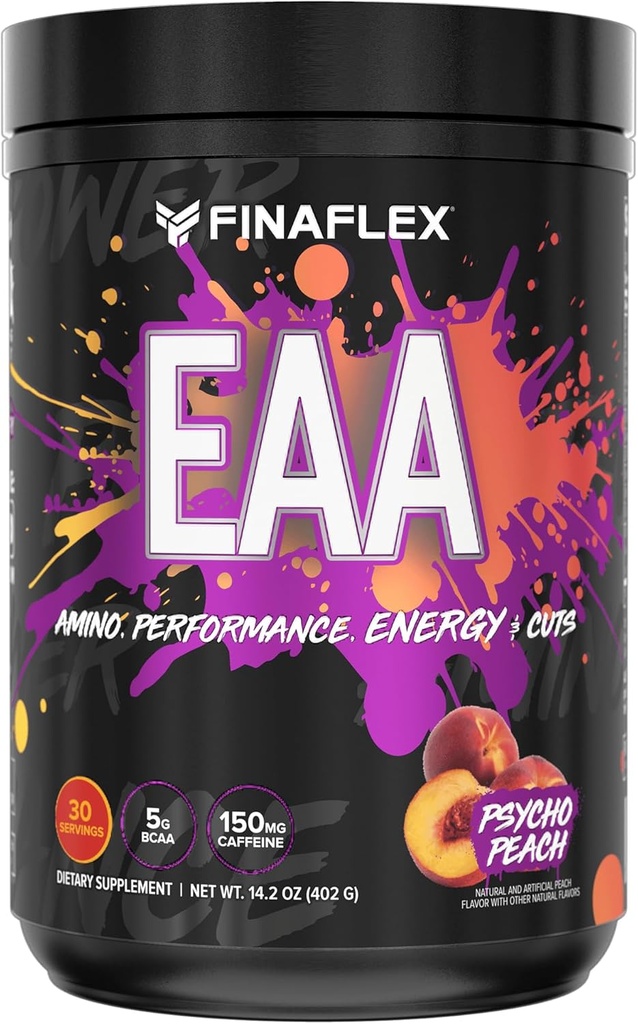 FINAFLEX EAA, Psiko Peach - 14.2 oz - Performansı, Enerji ve Cuts - BCAAs, L-Glutamine, L-ginArine, Acetyl-L-Carnitine & Caffeine - 30 Hizmet