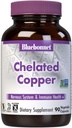 Bluebonnet Beslenme Albion Chelated Copper, 3 mg of Copper, For Nervous System & Immune Health*, Soy-Free, Gluten-Free, Non-GMO, Kosher sertifikalı, Süt-Free, Vegan, 90 Sebze Capsule, 90 Hizmet