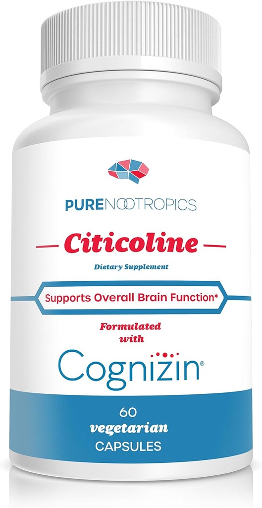 Pure Nootropics - CDP Choline (Citicoline) Capsules 300 mg Capsules | 60 Veg Cap Value Pack | Supports Cognitive Function and Performance, Memory, Care and Brain Health | Bio available Cog Capsule
