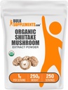 BulkSupplements.com Organik Shiitake Mushroom Extract Toz - Organik Shiitake Mushroom Toz Supplement, Immune Support - Vegan & Gluten Free, 1g per Service, 250g (8.8 oz) (Pazarda 1g)