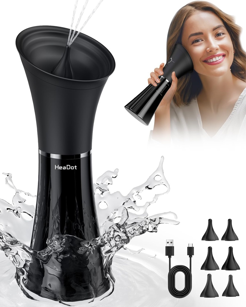 HeaDot Ear Wax Removal with Smart Water Sıcaklık, Water Support Ear Bright with 6 Tips, Safe and effective Ear Wax Removal Kit with 4 Basınç Seviyeleri - IPX7