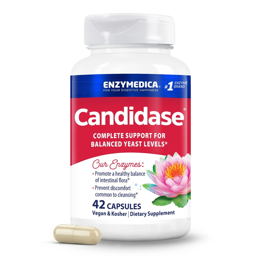 Enzymedica Candidase, Enzymes for Gentle Cleansing Support for Men & Women, Blended for Gut & Microbiome Health with Cellulase and Protease, 42 Count