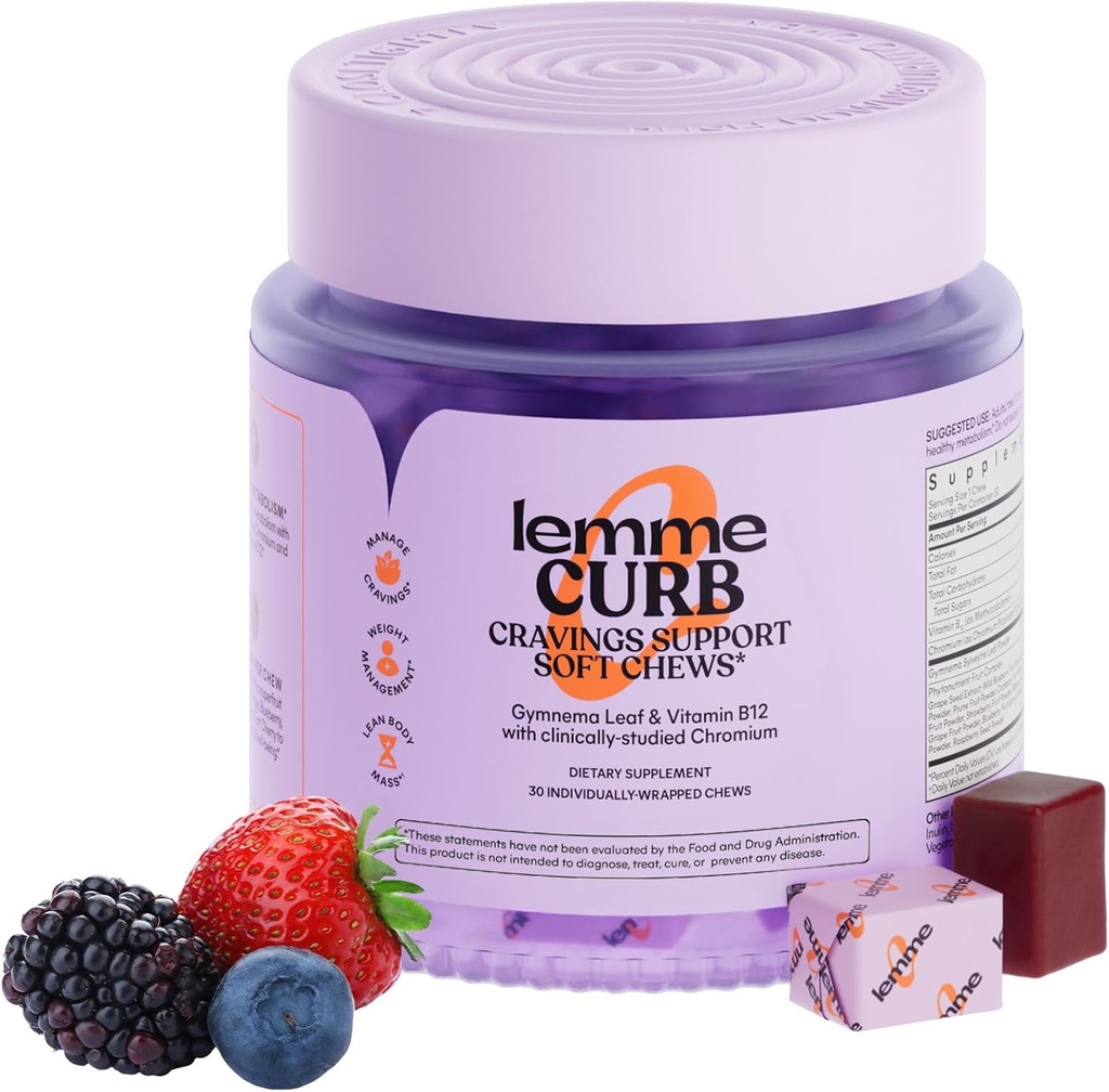 Lemme Curb Cravings Soft Chews - Yönetin, Destek Metabolism & Lean Body w/Clinically Studied Chromium, Gymnema & B12 Sağlıklı Kilo Yönetimi için, karma Berry, 30 Kont (Month Supply)