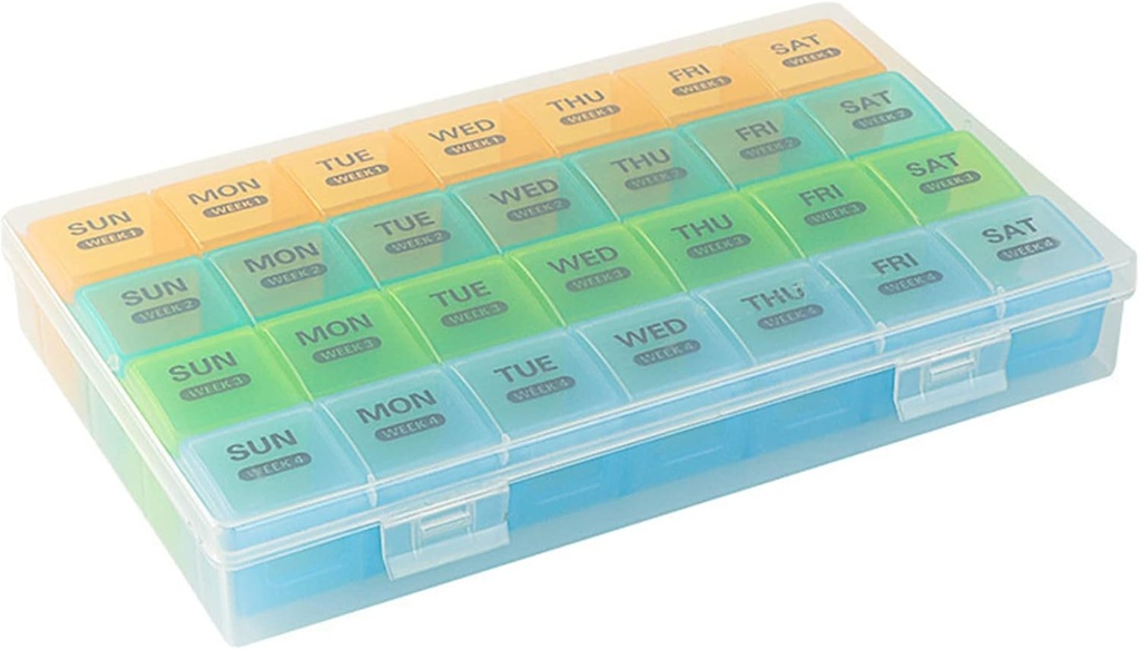 Monthly Pill Organizer 1 Time a Day with DustProof Case, Extra Large 4 Weeks Pill Box Once a Day, 28 Days Pill Container 1 Per Day, Weekly Vitamin Case, Daily Medicine Organizer for Fish Oil