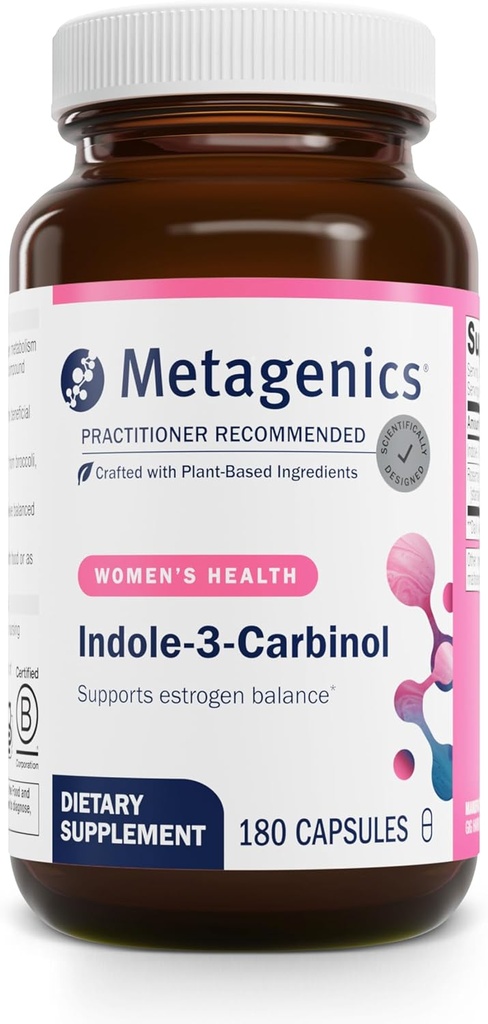 Metagenics Meta Indole-3-Carbinol Supplement - Destekler Estrogen Hormon Dengesi, Antioksi & Liver Health* - Non-GMO, Gluten-Free, Vegan - GMP sertifikalı Tesis - 180 Capsules
