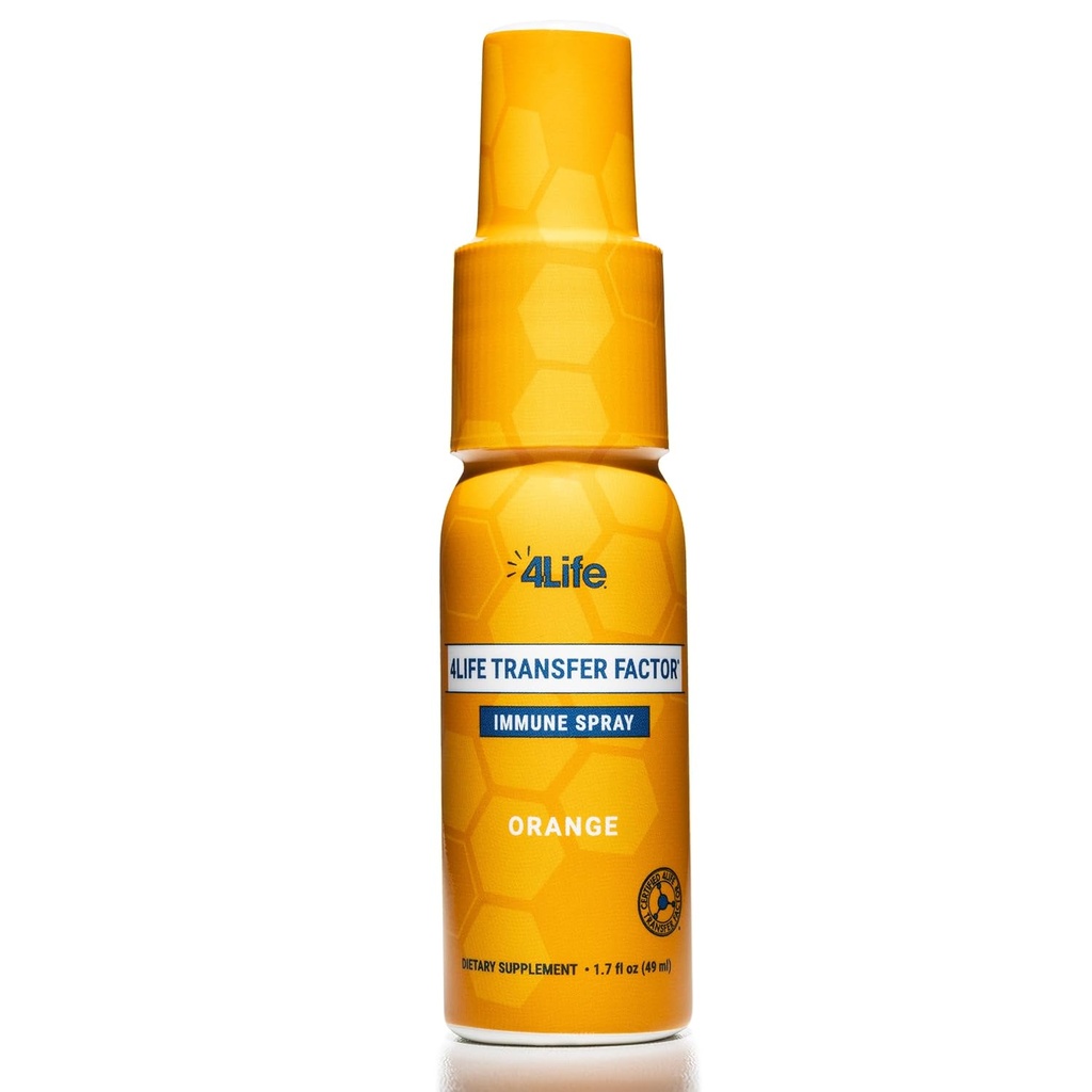 4Life Transfer Factor Immune Spray - Ανοσία με ψευδάργυρο, Marshmallow Root Extract, και κολλοειδές ασήμι - Πορτοκαλί Γεύση - 1,7 oz