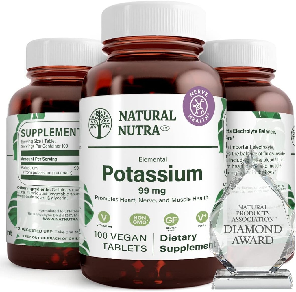 Doğal Nutra Elemental P Properties Gluconate 99 mg Diyeter Supplement - Enerjiyi Destekleyin, Kalp Sağlığını Destekleyin, Mineral Yönetmeliği, Kas Fonksiyonları - 100 Vegan Tablet