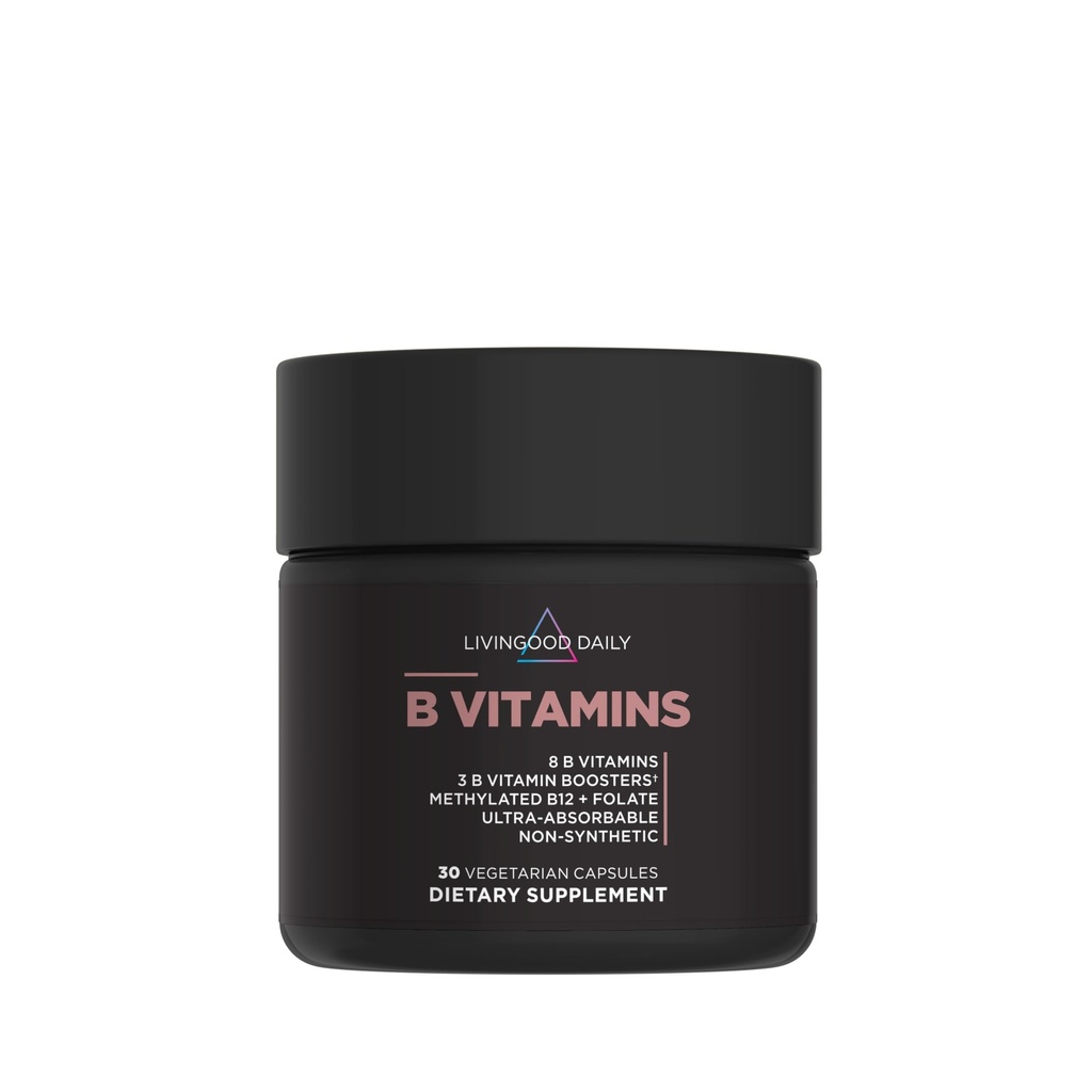 Lifeood Daily Vitamin B Complex Capsules for Men and Women, Metilated B12 & Folate, 11 Active Forms Including B1 B2 B3 B5 B6 & Biotin, Gluten Free, Vegan B Vitamins for Hair Skin Nails, 30 Capsules