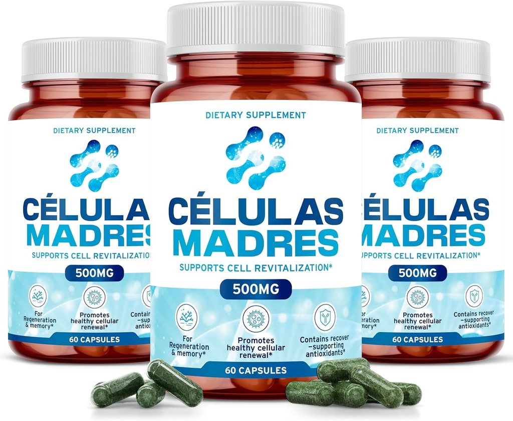 Stem Hücresi 500 mg (180 Cap) Spirulina & Chlorella ile Doğal Anti-Aging & Longevity Support, Boost Cellular Renewal, Save Youthful Energy, Reduce Joint Soreness – Celulas Madreness – Celulas Madre