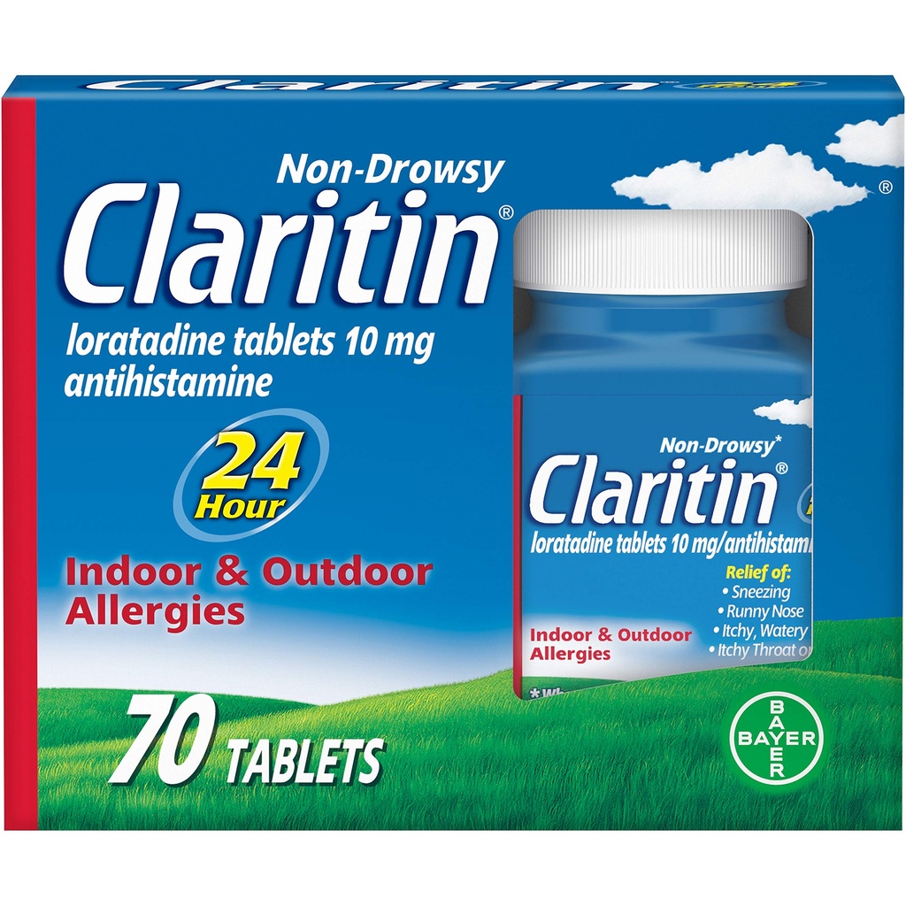 Claritin 24 Saat Alerji ilacı, Non-Drowsy Prescription Strength Alerji Relief, Loratadine Antihistamin Tabletleri, 70 Kont