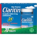 Claritin 24 Saat Alerji ilacı, Non-Drowsy Prescription Strength Alerji Relief, Loratadine Antihistamin Tabletleri, 70 Kont