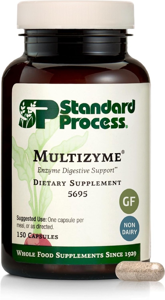 Standart Süreç Multizyme - Pancreatic Enzyme Supplement to Support The Breakdown of Proteins, Carbohidrats & Fats - Digestive Support - Gluten-Free, Non-Dairy & Non-Soy - 150 Capsules