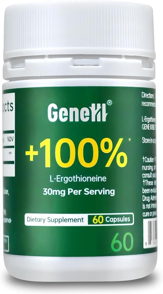 L-Ergothioneine Supplement, 30mg (EGT)/Serving, 6X Ergothioneine Mushroom Extract Supplements Longevity, Immune Support, Heart Health & Brain Supplement, Lab Tested, ABD'de Yapılan 60 Hizmetler