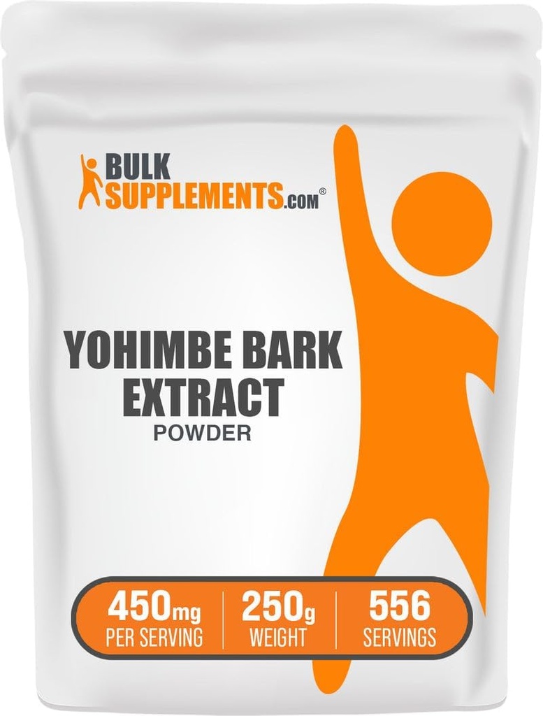 BulkSupplements.com Yohimbe Türlü Toz - Yohimbe Bark Ekstraksiyon - Herbal Supplement, Gluten Free, 450 mg per Service, 250g (8.8 oz) (Pack of 1)