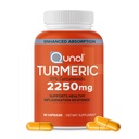 Qunol Turmeric Curcumin with Black Pepper, 2250 mg Turmeric Extract with 95 Curcuminoids, Ekstra Güçlü Turmeric Supplement, Gelişmiş Aborpsiyon, Ortak Destek Tamam, 90 Vegetarian Capsules