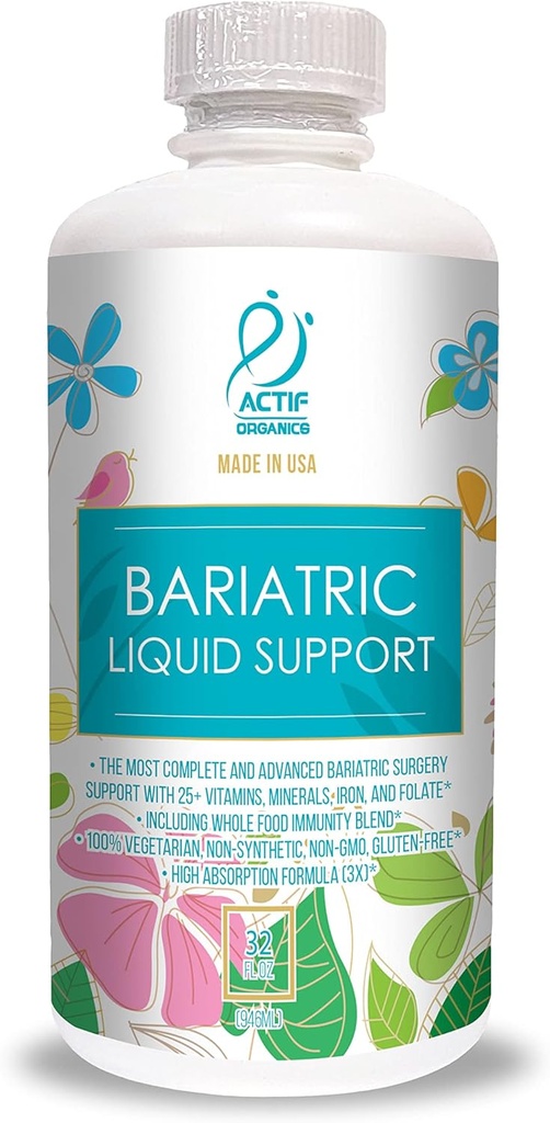 ACTIF Organik Bariatrik Sıvı Çokvitamin, Bariatrik Cerrahi için 25+ Organik Vitaminler ve Mineraller, Gelişmiş Formula - 90 sayı Paketi