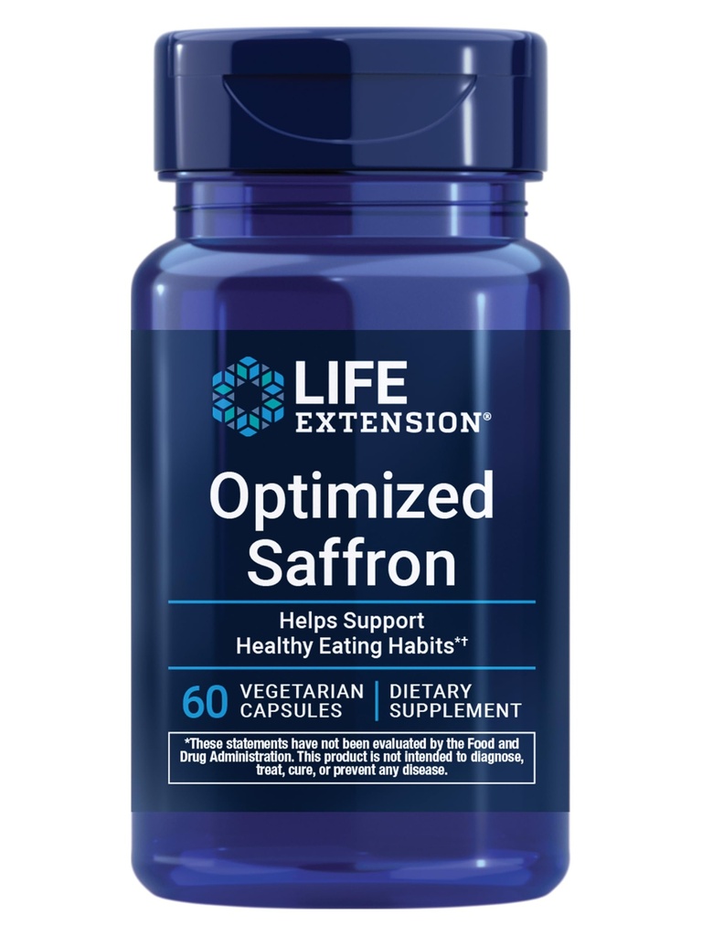 Life Extension Optimized Saffron, Saffron Extract, Saffron Supplement That Helps You Fight Theurg to Snack, Non-GMO, Gluten-Free, Vegetarian, 60 Vegetarian Capsules