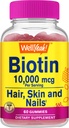 WellEvet Yüksek Potency Biotin 10.000 mcg Gummies - Güçlü Saçlar için, Skin & Nails - Vegan-Friendly, Gluten-Free, Non-GMO, and Berry Flavor - 60 Gummies
