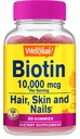 WellEvet Yüksek Potency Biotin 10.000 mcg Gummies - Güçlü Saçlar için, Skin & Nails - Vegan-Friendly, Gluten-Free, Non-GMO, and Berry Flavor - 60 Gummies