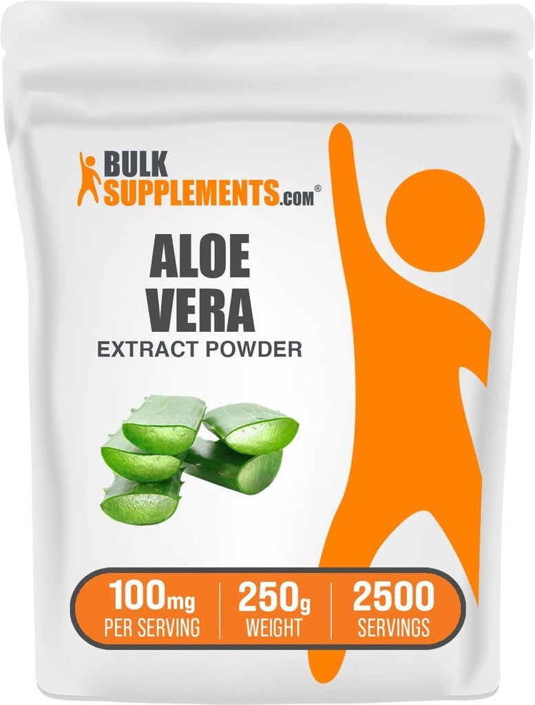 BulkSupplements.com Aloe Vera Extract Toz - Aloe Vera Supplement, Herbal Supplement - Vegan & Gluten Free, 100 mg per Service, 250g (8.8 oz) (Paket 1)