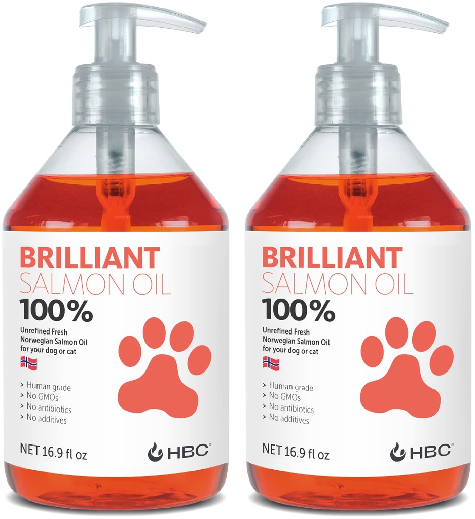 Köpekler için Salmon Oil - Sağlıklı Skin & Coat, Doğal Norveç Omega 3 Fish Oil Food Supplement, EPA & DHA Fatty Asits, Shedding, Antivirüs, Itching, Kuru Skin, Ortak & Bone Health - (2 x 16.9oz)