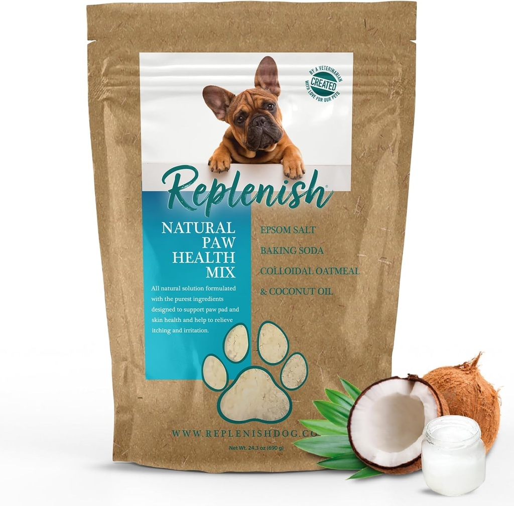 Replenish Dog Paw Healing Solution – All Natural Epzo Salt for Dogs Paws - Medicated Paw Soaking Çözüm & Moisturizer for Kuru Cracked Paws - Epsom Salt Tedavisi - Spa Paw Protection for Dogs Paw