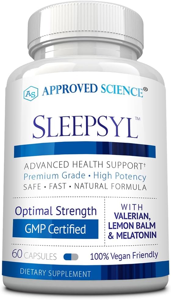 Εγκεκριμένη επιστήμη Sleepsyl - συμπλήρωμα ύπνου - ρίζα βαλεριάνας, βάλσαμο λεμόνι, μελατονίνη, χαμομήλι, L-ορνιθίνη - Vegan, 60 κάψουλες