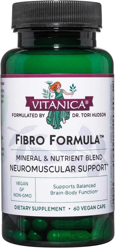Vitanica Fibro Formula, Fibromyalgia Relief Support, Saffron Extract 60mg, 5 HTP 100 mg, Pea 300 mg, Dr Formulaed Neuro Muscular Support Supplement, Vegan, Non-GMO, 60 Capsules