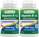 Best Naturals Βιταμίνη B-12 ως Methylcobalamin (Methyl B12), 6000 mcg 60 Υπογλώσσια δισκία (60 Count (Pack of 2))