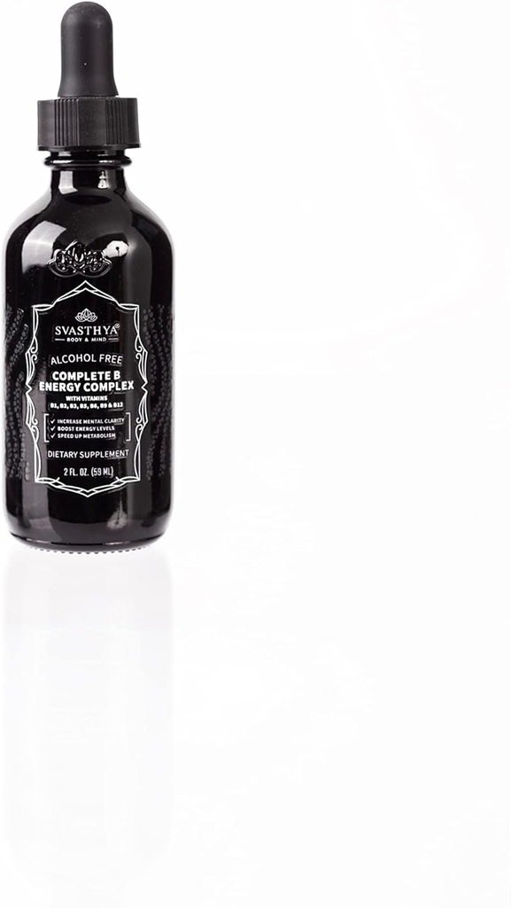 Svasthya Body & Mind B2 D3 Vitamin B Kompleksi Sıvı Supplement - Kadınlar için Tüm Doğal Sıvı B Vitaminleri, Erkekler ve Çocuklar - Ultra Potent Drops w/B-6, B-12-5000mcg, Sublingual & Vegan Dostu Dostu Dostu