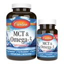 Carlson - MCT & Omega-3, Λάδι καρύδας, Caprylic & Capric Acids, EPA & DHA, Παραγωγή ενέργειας, Λιπαρά Μεταβολισμός & Υγεία του εγκεφάλου, 120+30 Softgels