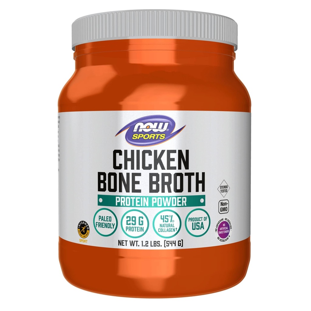 Şimdi Gıdalar Spor Beslenme, Tavuk Bone Broth Toz, Premium-Kalite Tavuk Saçı, 1.2-Pound