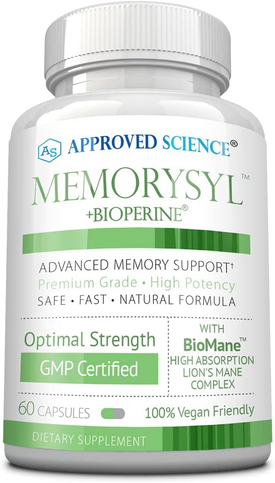 Onaylanmış Bilim MemorySyl - Memory Boosting Supplement - Focus and Concentration - The Cognitive Decline ile - Lion's Mane ve BioPerine - 60 Capsules - Vegan