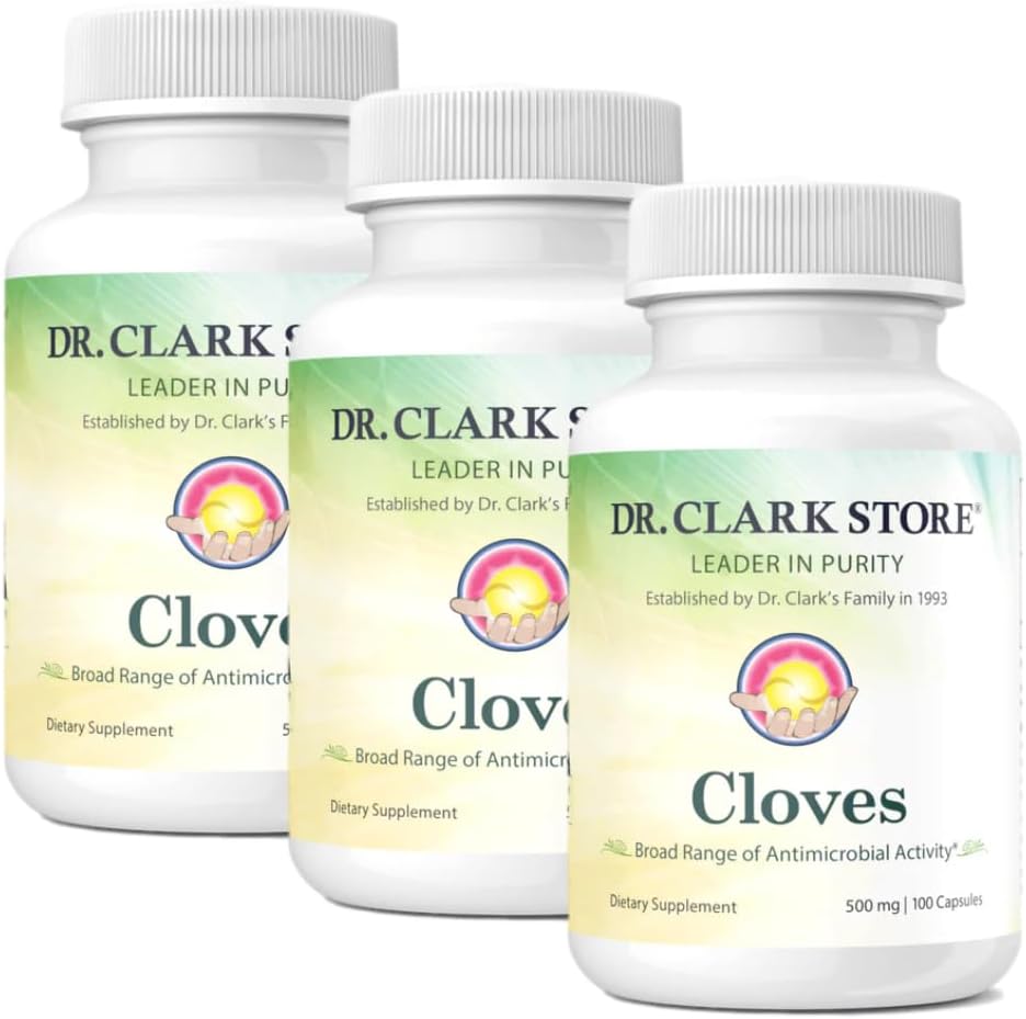 Dr Clark Cloves Health Supplement - Natural Digestive Health, 500 mg, 100 Pure Gelatin Capsules 3Pack