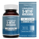 L Methylfolate 7.5mg συν Methyl B12 - Ενεργή μορφή 5-MTHF, MTHFR συμπλήρωμα - Αίμα έτοιμο μεθυλιωμένο φολικό + B12 συμπαράγοντας - Υποστηρίζει Mood, Homocysteine μεθυλίωση, Cognition (60 κάψουλες)