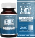 L Torchfolate 7.5 mg artı Torch B12 - Active 5MTHF Form, MTHFR Supplement - Bloodstream Ready Meed Folate + B12 Cofaksiyon - Destekler Mood, Homocysteine Torchation, Cognition (60 Capsules)