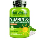 NATLO Vitamin D - 5000 IU - Plant Based from Lichen - Natural D3 Supplement for Immune System, Bone Support, Joint Health - High Potency - Vegan - Non-GMO - Gluten Free - 180 Capsules