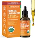 USDA Organic Turmeric Liquid Drops with Black Pepper - 1000mg Curcumin Supplement for Immune & Digestive Health - 30 Services - Ενισχυμένη απορρόφηση - Μη ΓΤΟ, Vegan, Χωρίς γλουτένη - Χωρίς γεύση, 1 Fl Oz