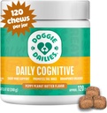 Doggie Dailies Cognitive Puppy Chews, Vitamins with DHA, Selenium, Organik Ashwagandha & Antioksis to Support Brain Health, Nervous System Function & Support Calmness (Peanut Butter) 120 Soft Chews